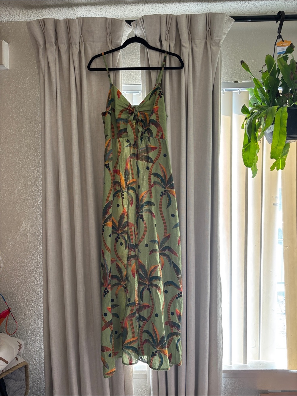 FARM Rio Green Tropical Palm-Print Slip Dress - Picture 1 of 5